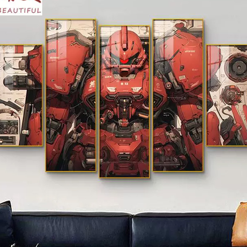 电竞房挂画风格装饰画框高达机械风格科幻